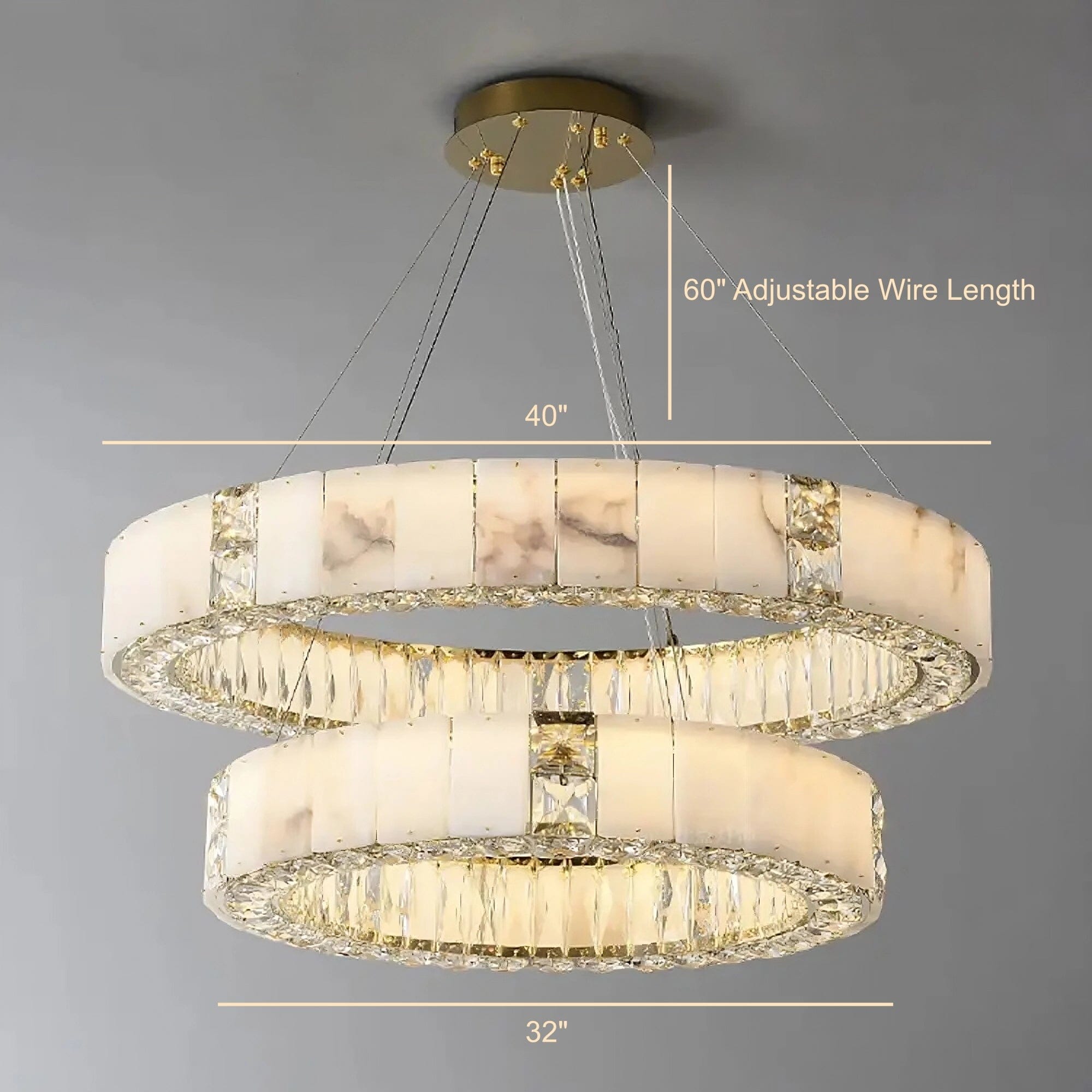 Natural Marble & Crystal Modern Chandelier