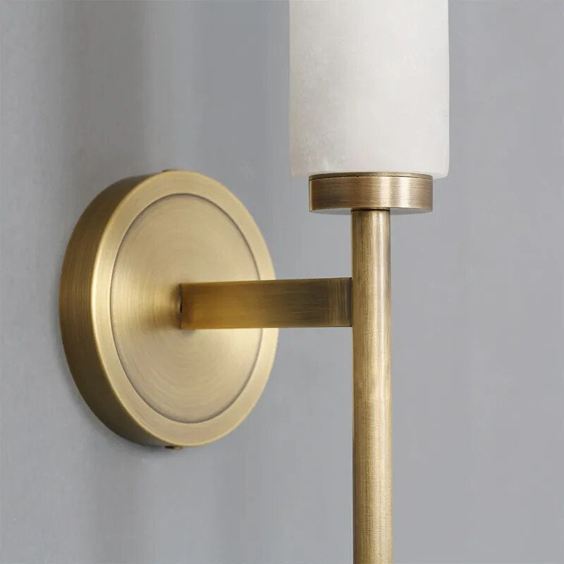 Natural Marble & Copper Candle Style Wall Sconce