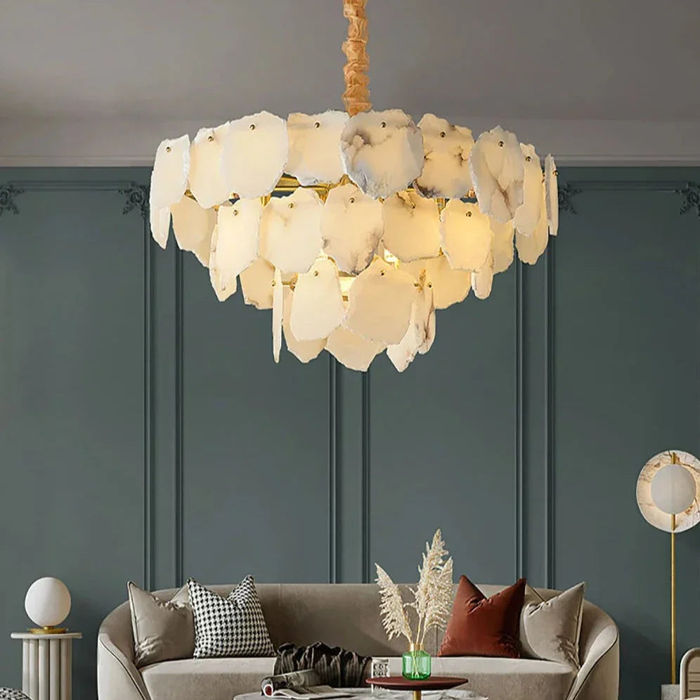 3-Tier Natural Marble Modern Chandelier