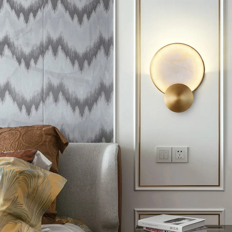 Modern Marble & Brass Light Fixture