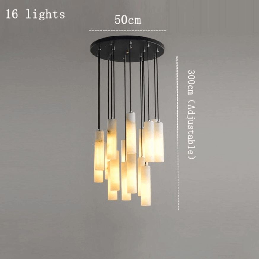 16-Light Natural Marble Modern Chandelier