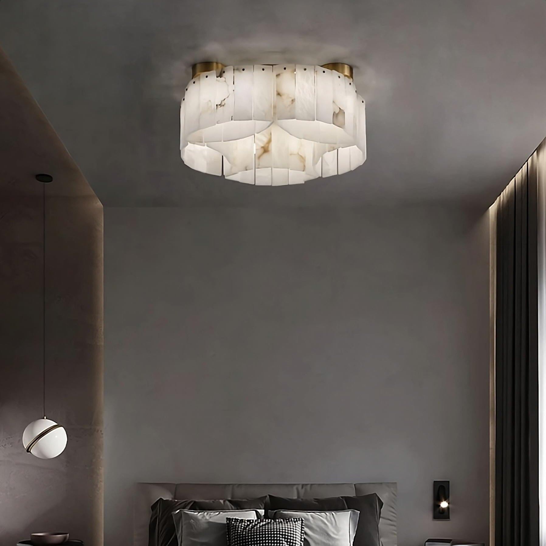 Moonshade Natural Marble Ceiling Light Fixture