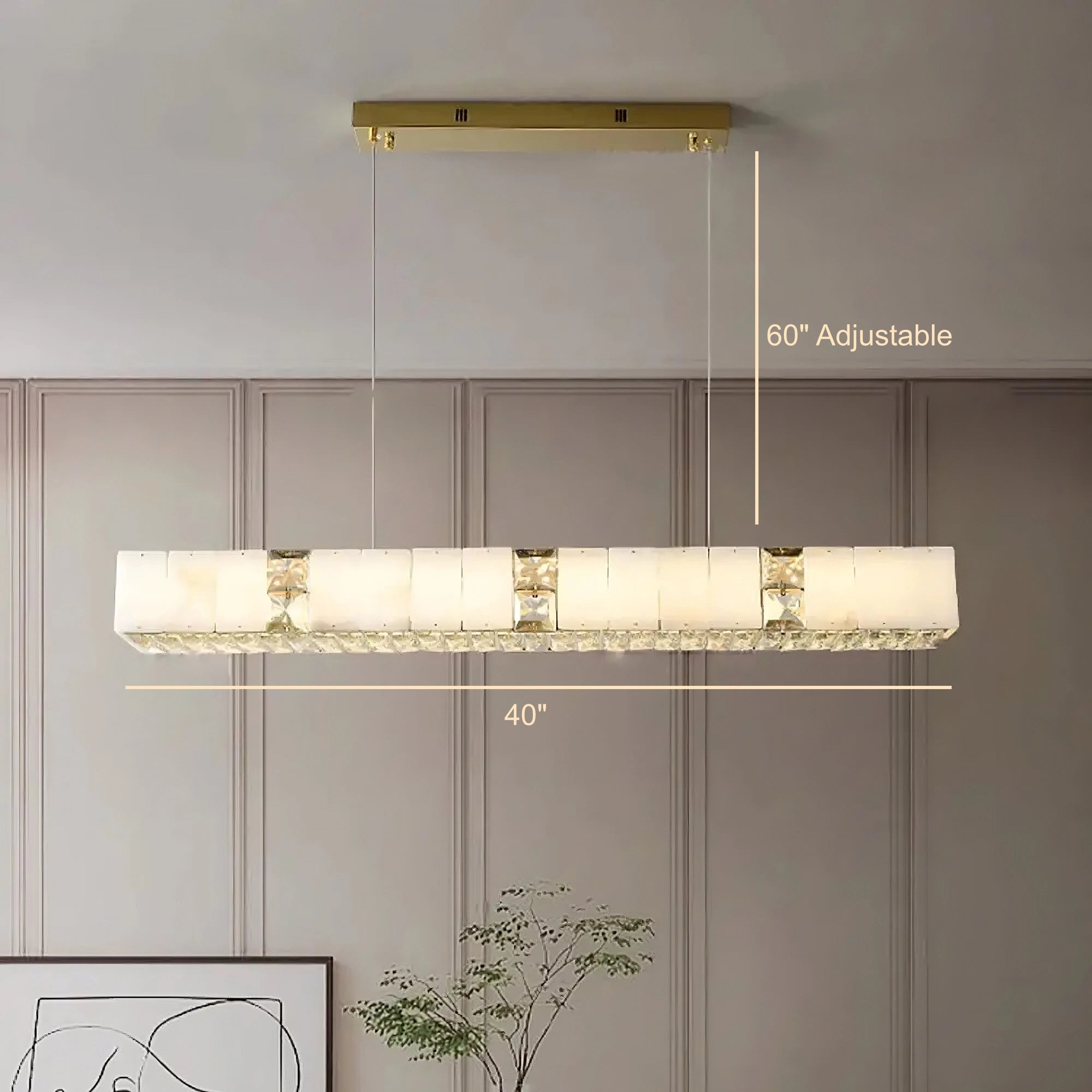 Natural Marble & Crystal Modern Ceiling Light