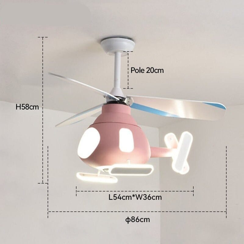 Helicopter Ceiling Light and Fan for Kids Room