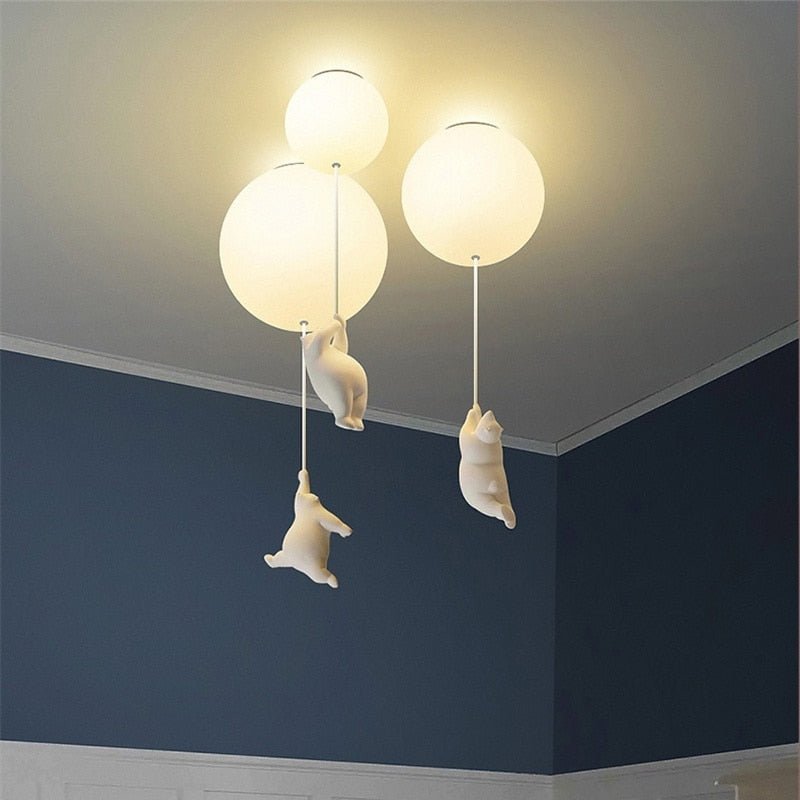 Kids Teddy Bears Holding Balloons Ceiling Light | Kids Room Decor Lights