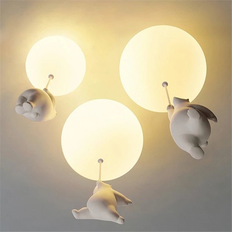 Kids Teddy Bears Holding Balloons Ceiling Light | Kids Room Decor Lights