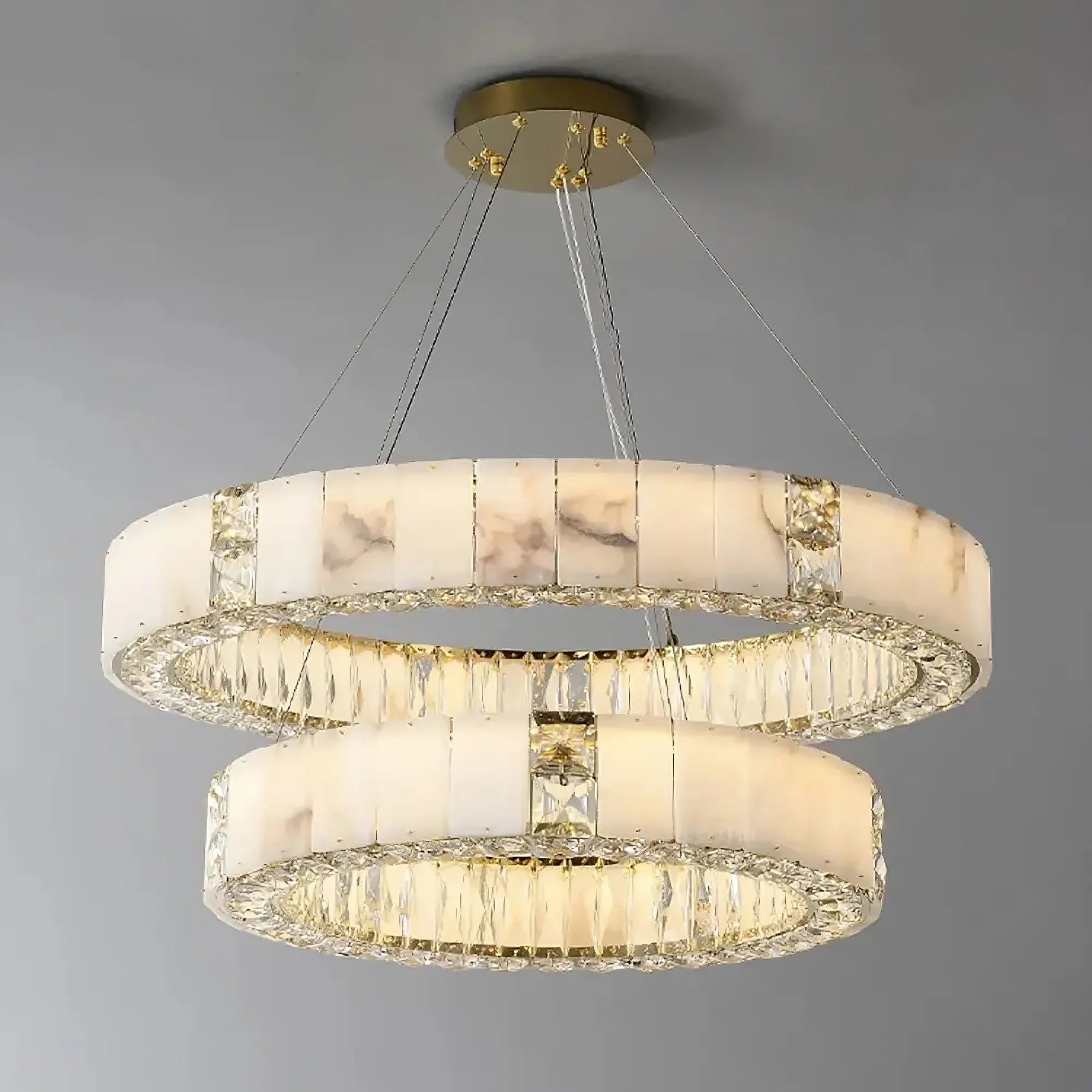 Natural Marble & Crystal Modern Ceiling Light
