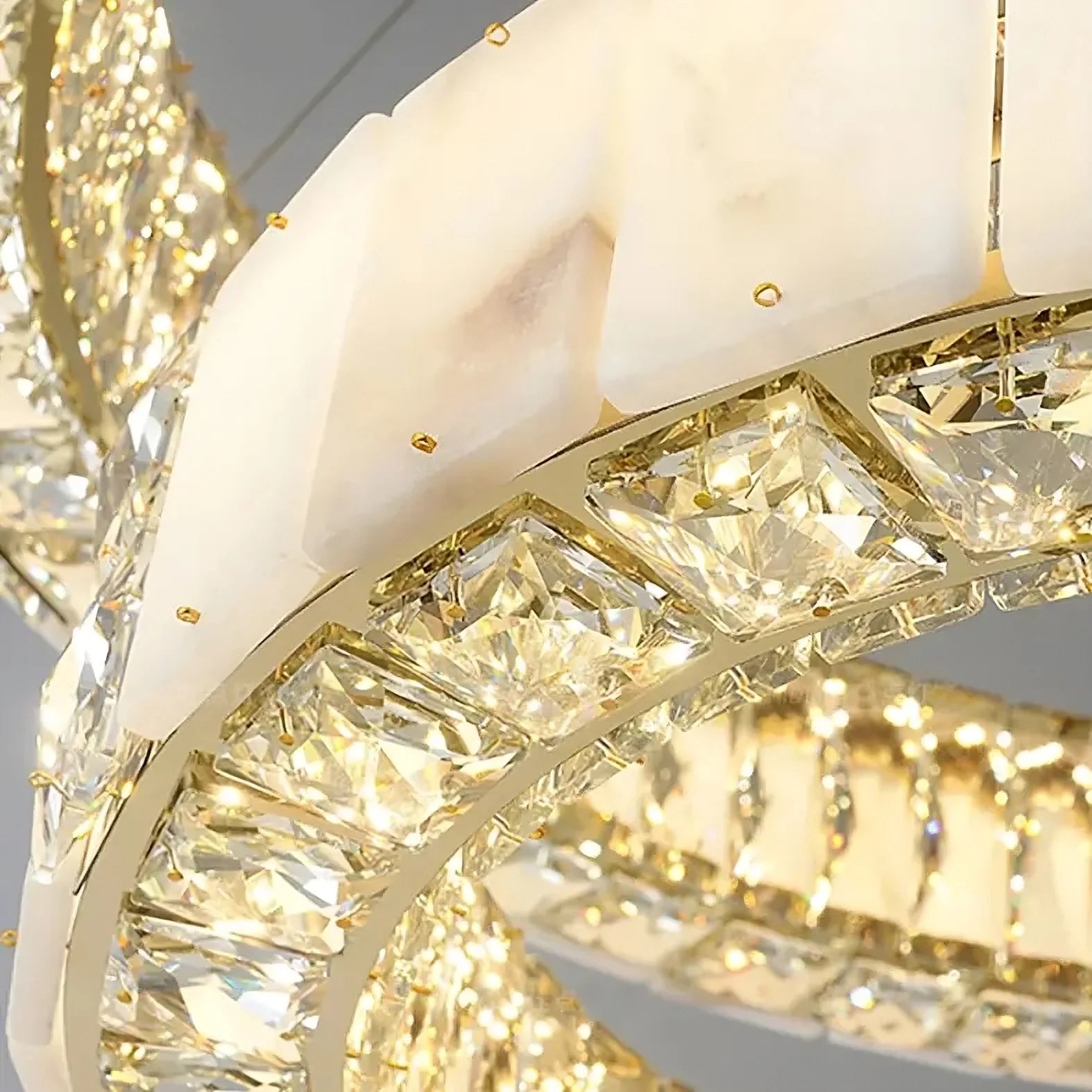 Natural Marble & Crystal Modern Chandelier