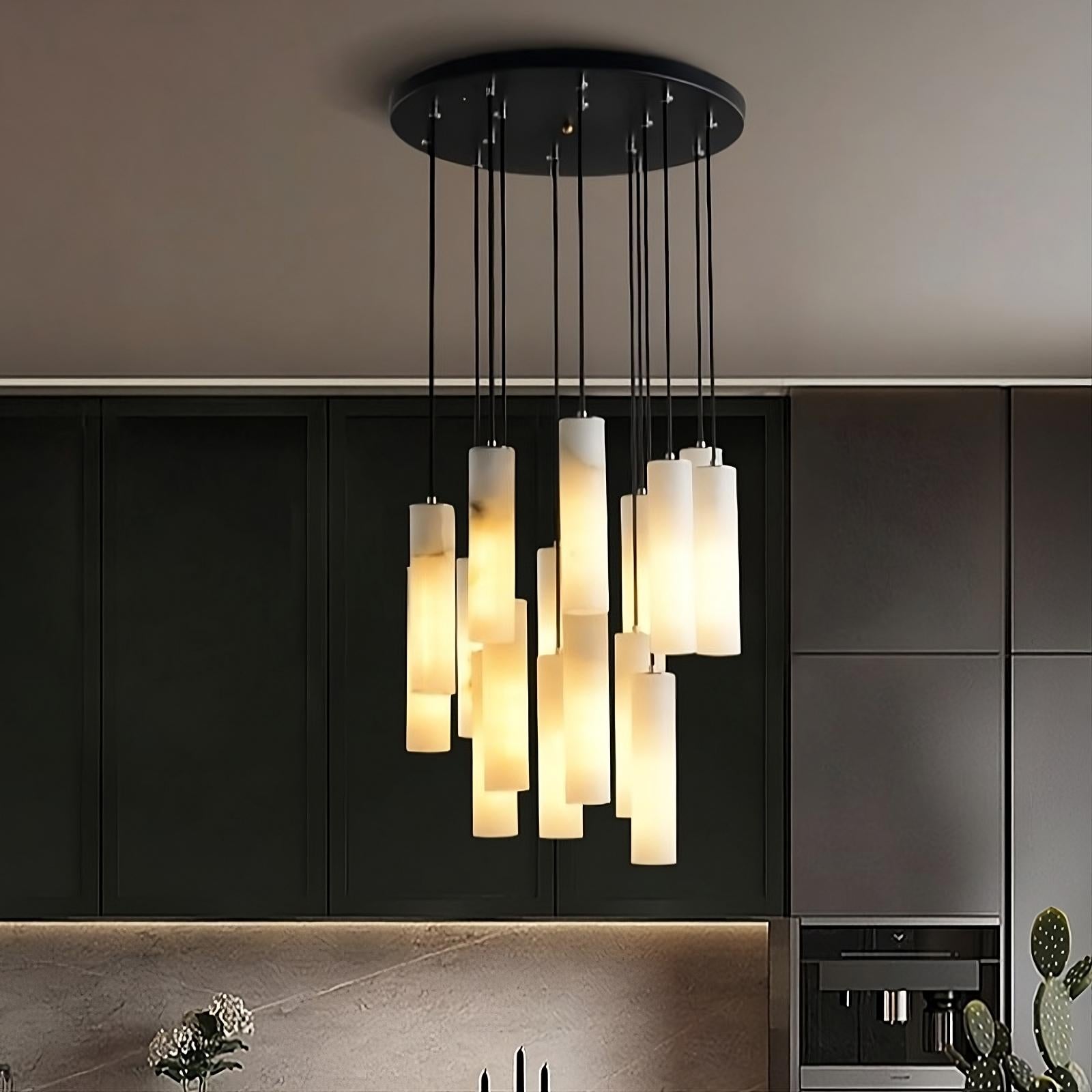 16-Light Natural Marble Modern Chandelier