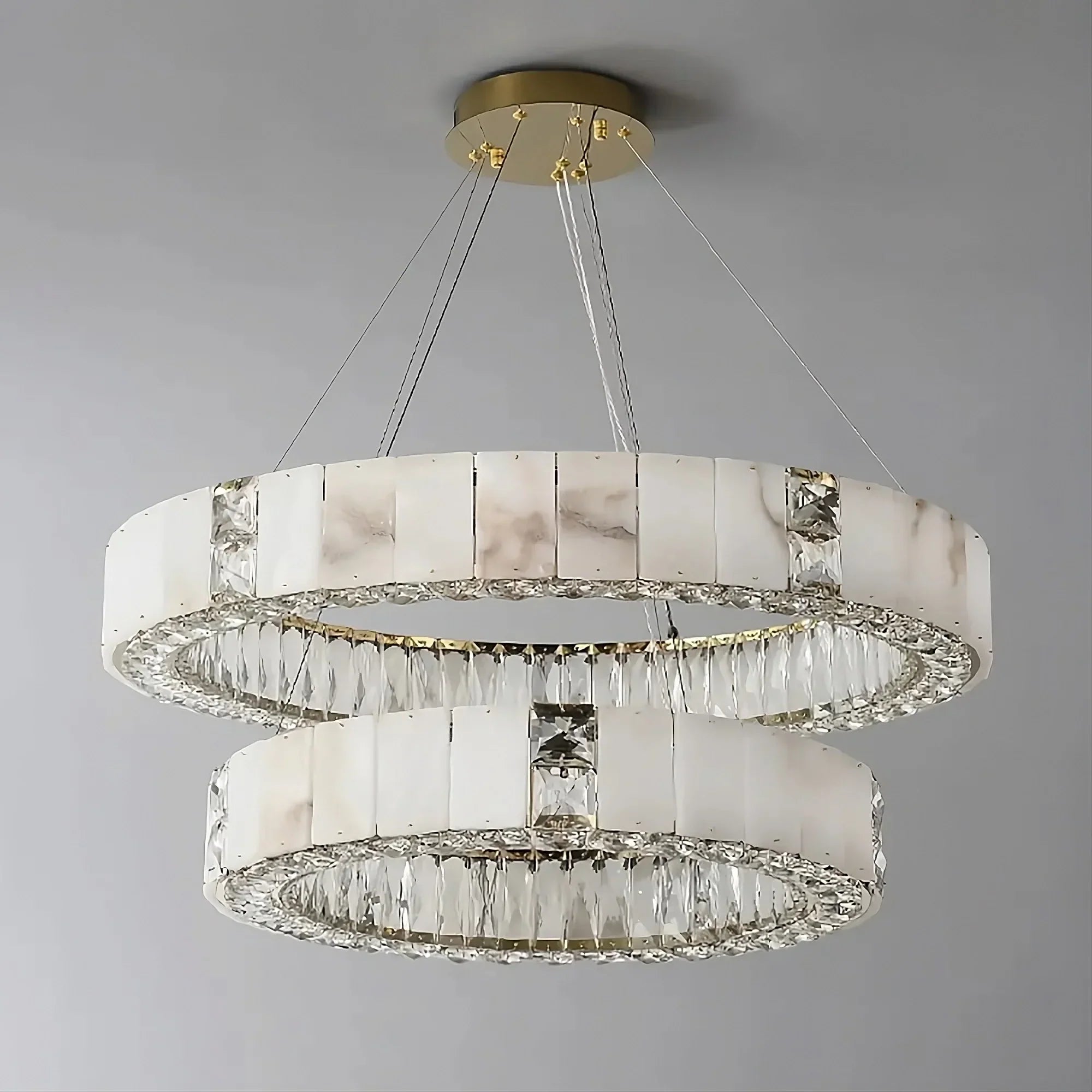 Natural Marble & Crystal Ceiling Chandelier