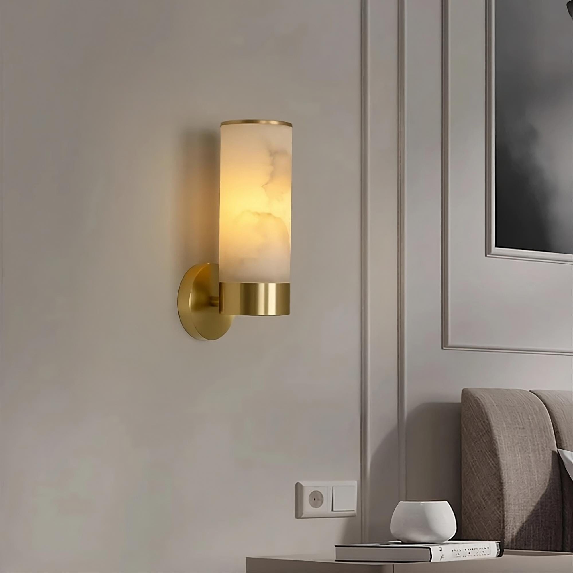 Moonshade Natural Marble & Brass Wall Sconce