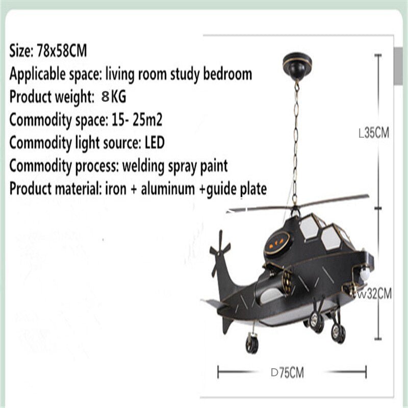 Plane Helicopter Pendant Light - Unique Aircraft Design