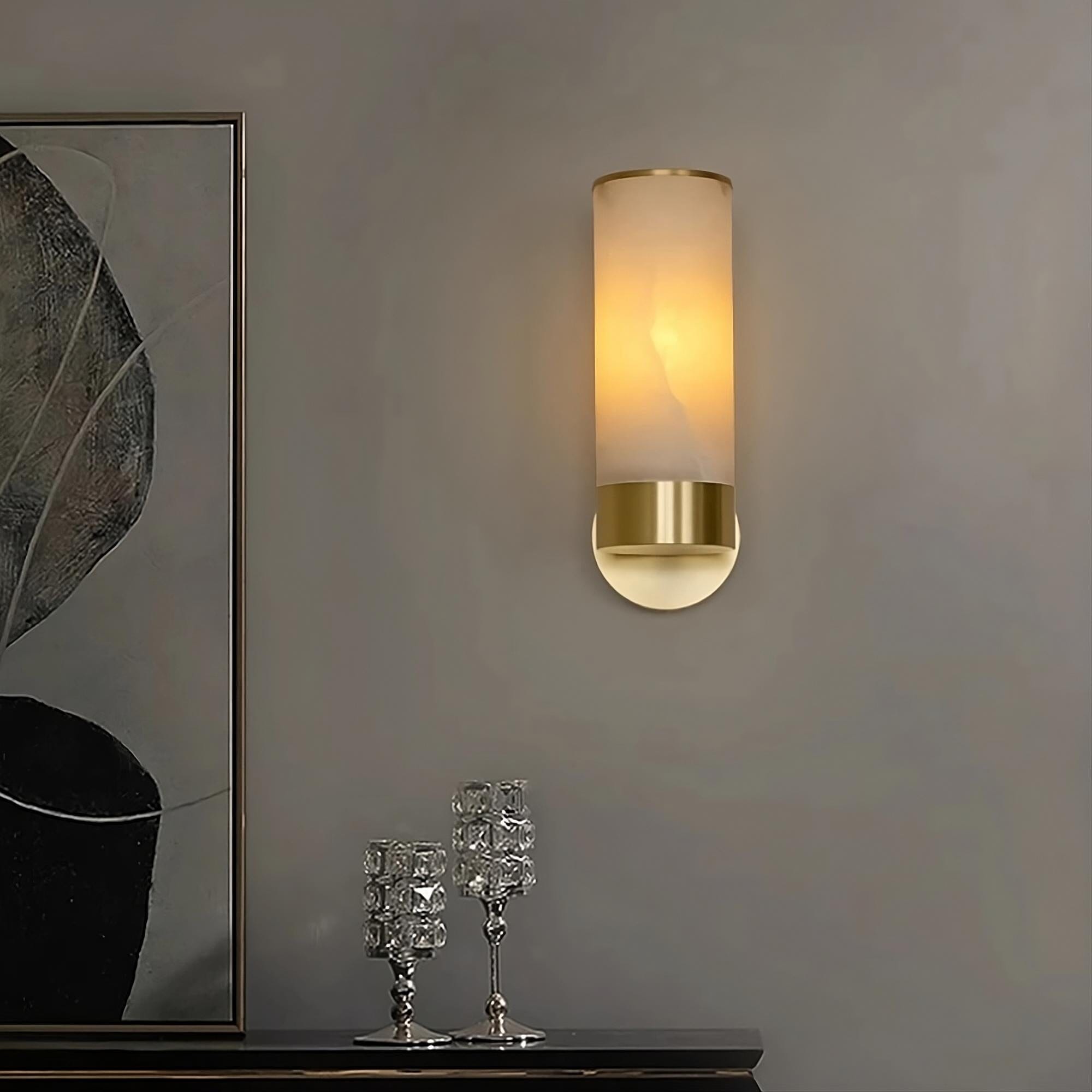 Moonshade Natural Marble & Brass Wall Sconce